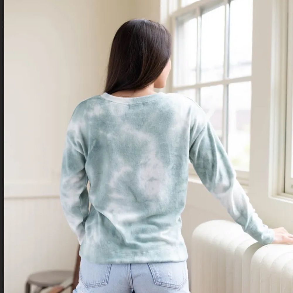 NWT Brushed Cotton Tie Dye V neck Sweater - Picture 2 of 3